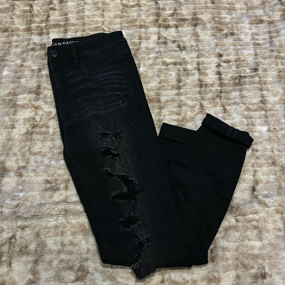 High Rise Black ripped jeans